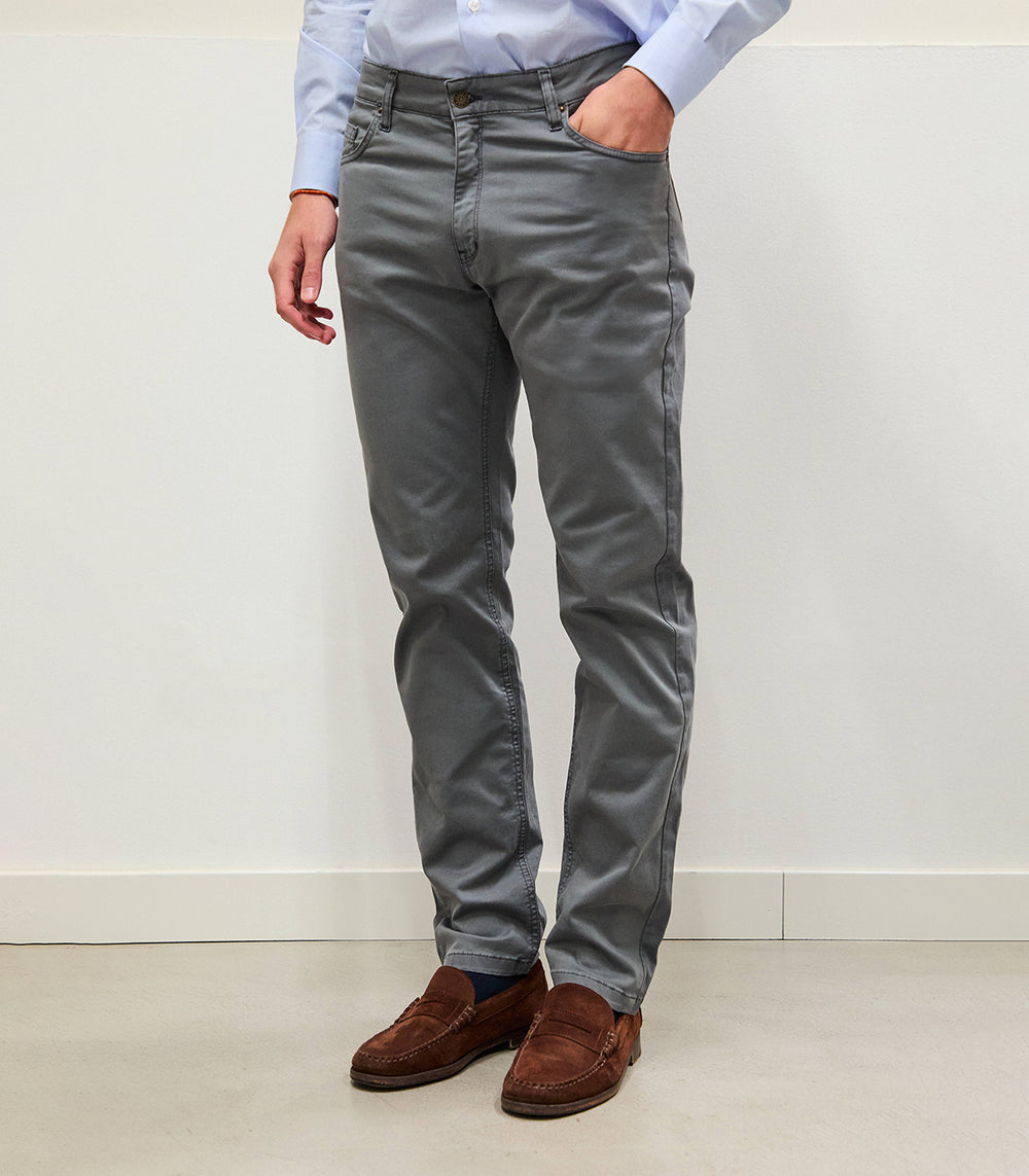 Dark Grey Five-Pocket Pants