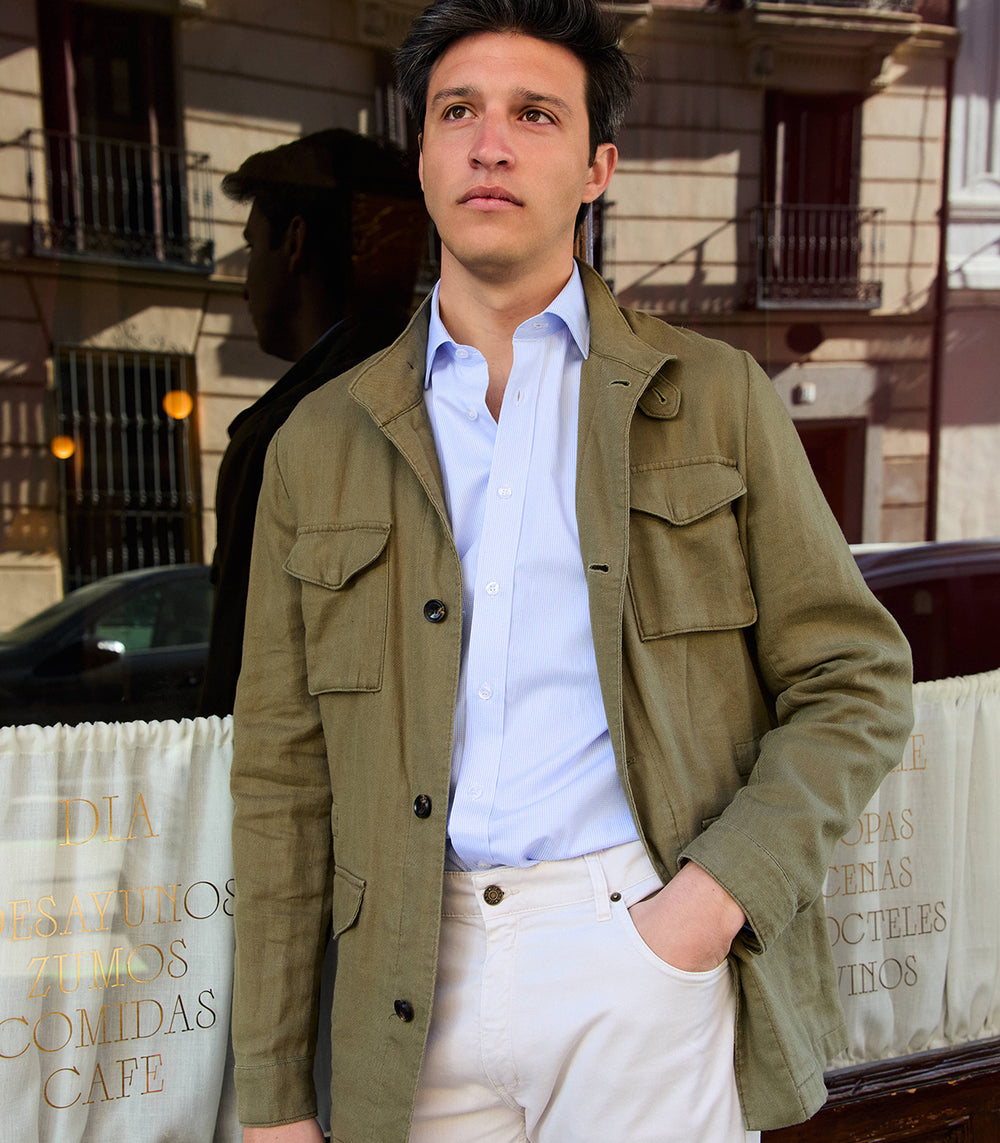Parka Lino Algodón Verde