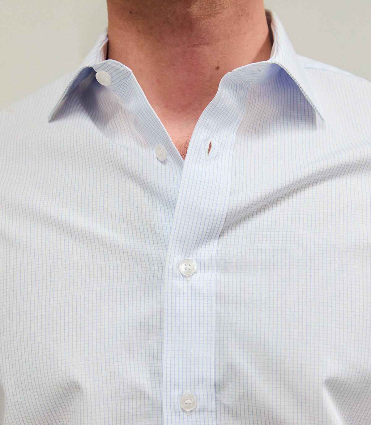 Light Blue Twill Small Check Shirt