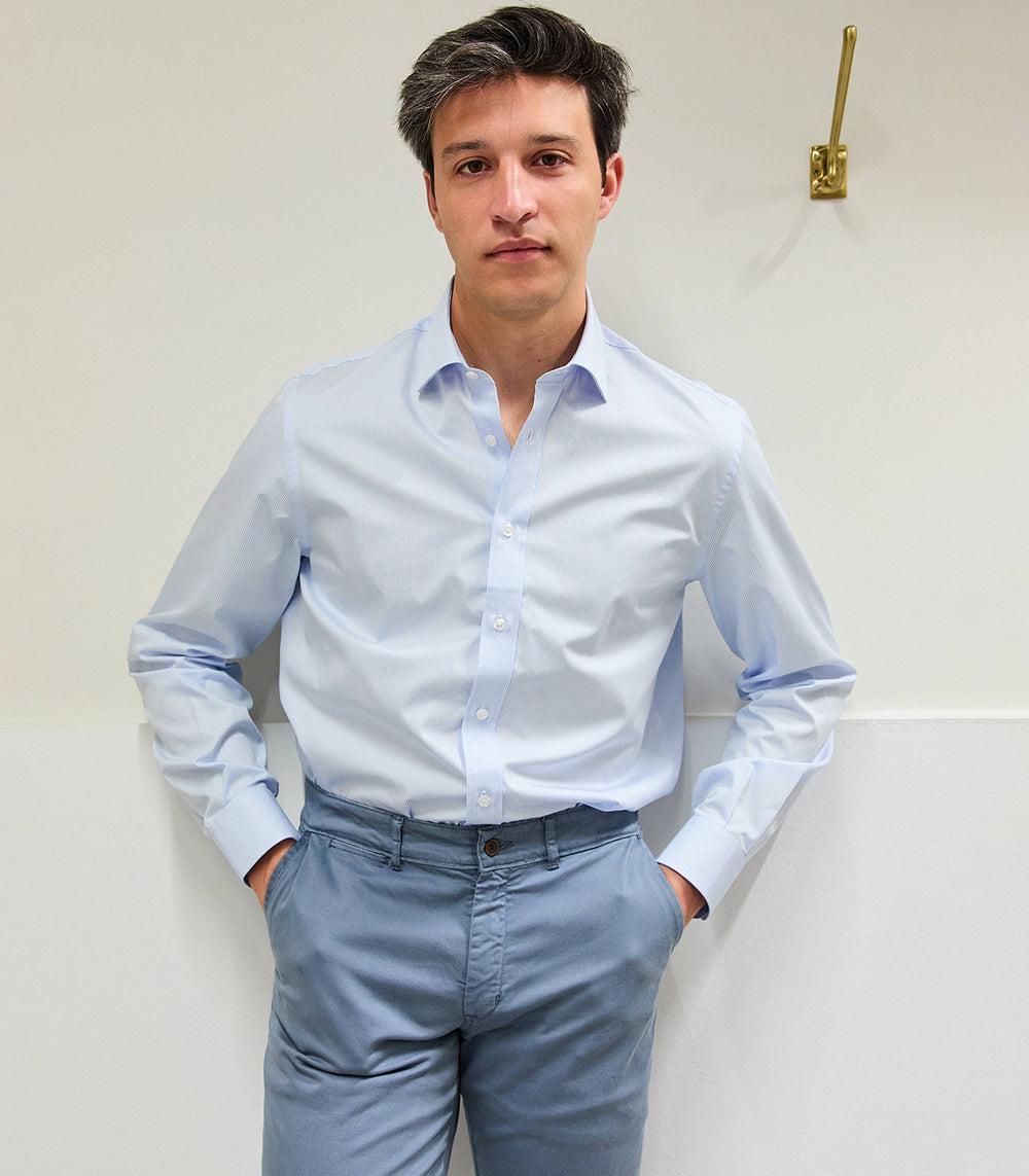 Light Blue Windowpane Check Shirt
