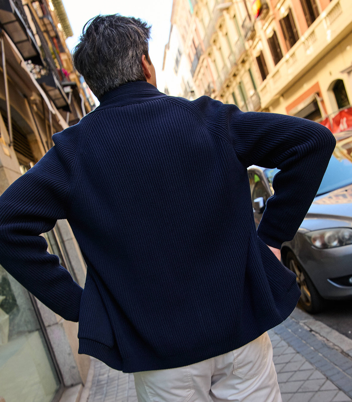 Blue Shawl Collar Jacket