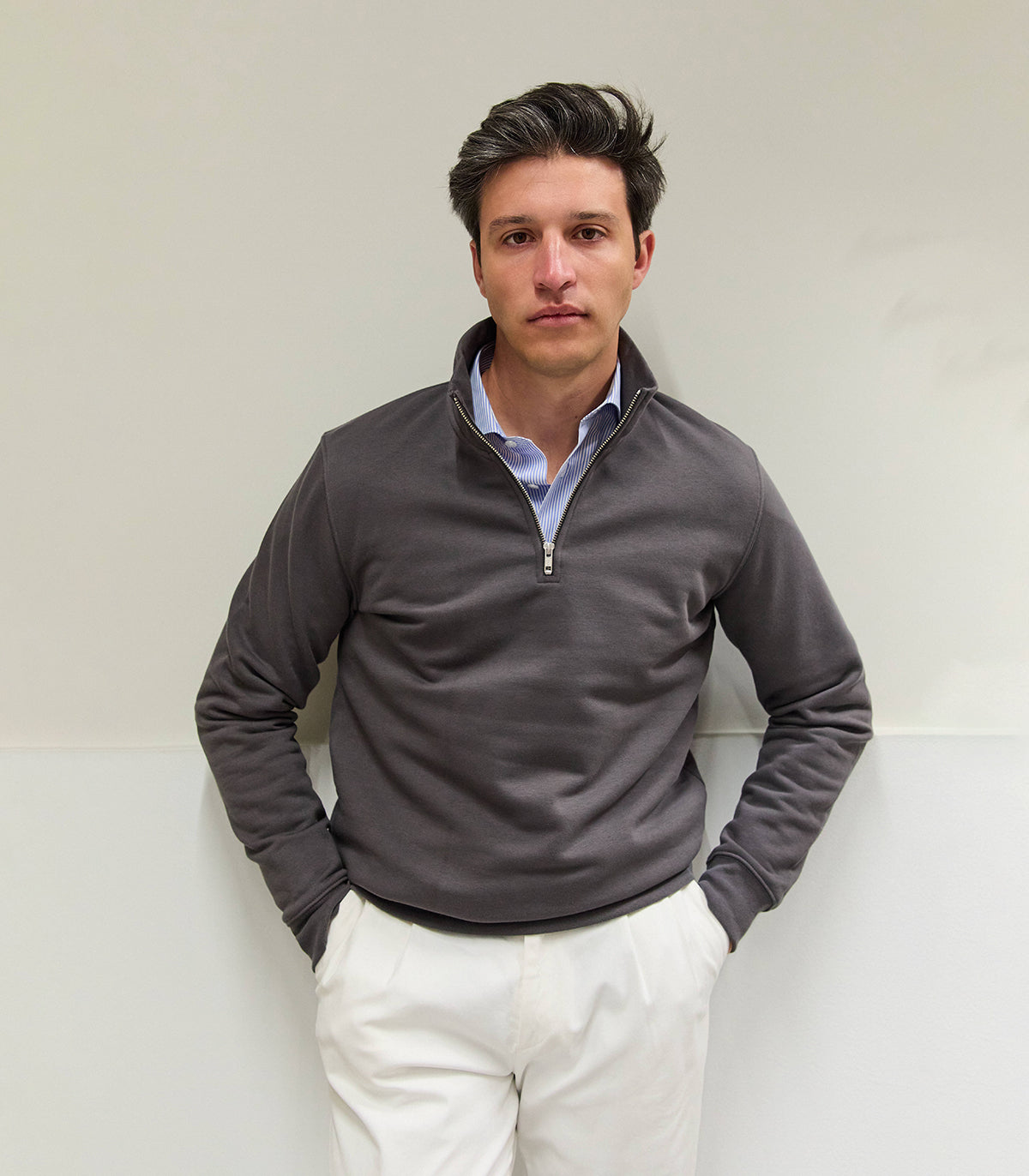 Mist Zipper Organic Cotton Sweatshirt