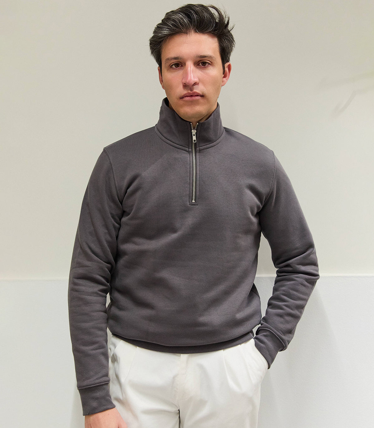 Mist Zipper Organic Cotton Sweatshirt