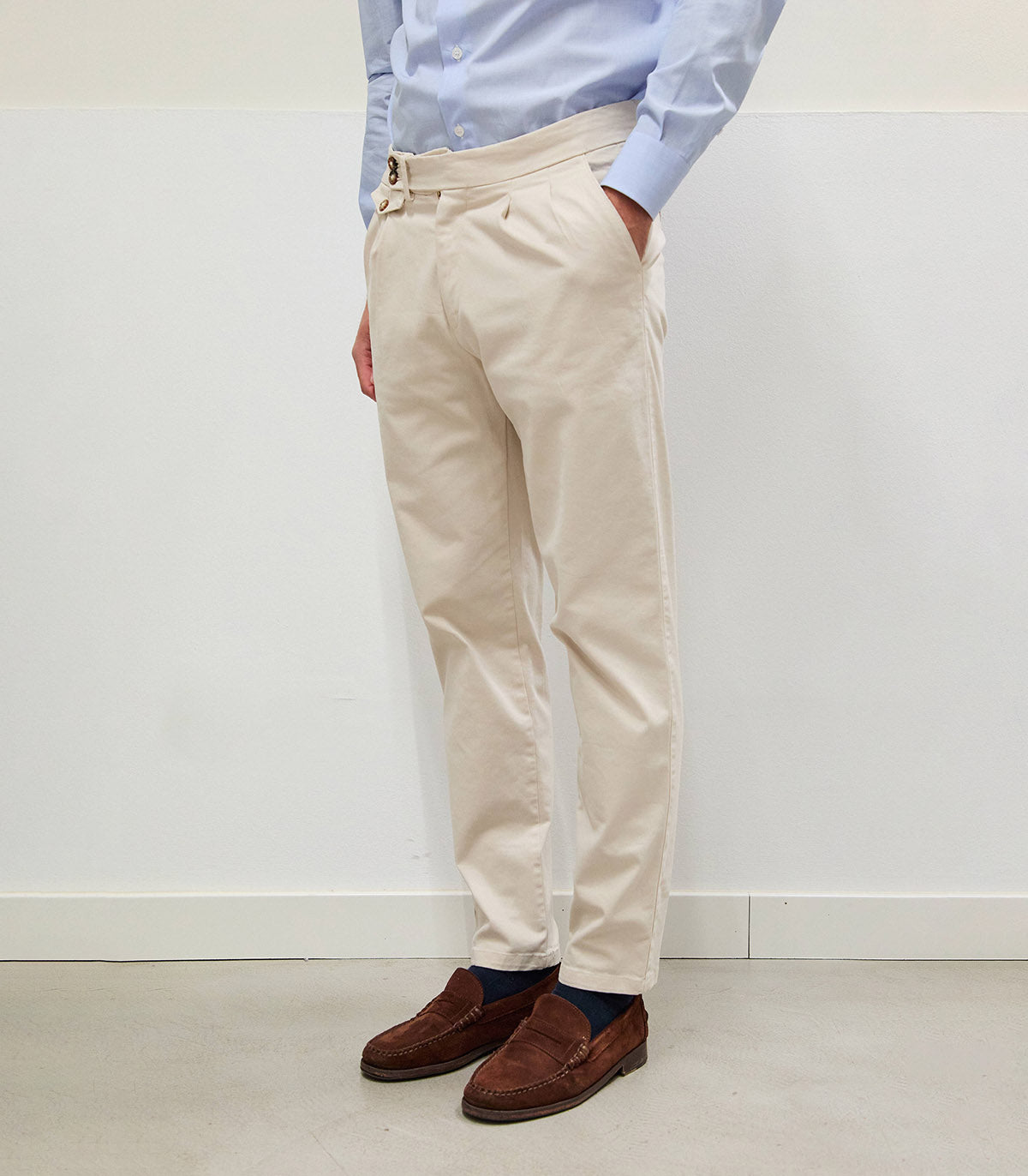 Beige Origin Pleated Chino Trousers