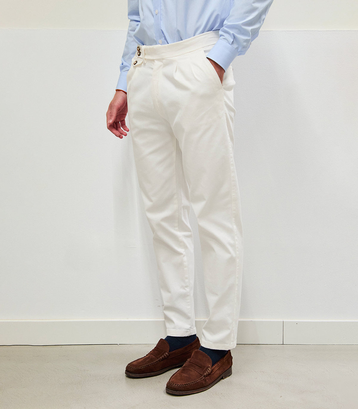 White Origin Pleated Chino Trousers