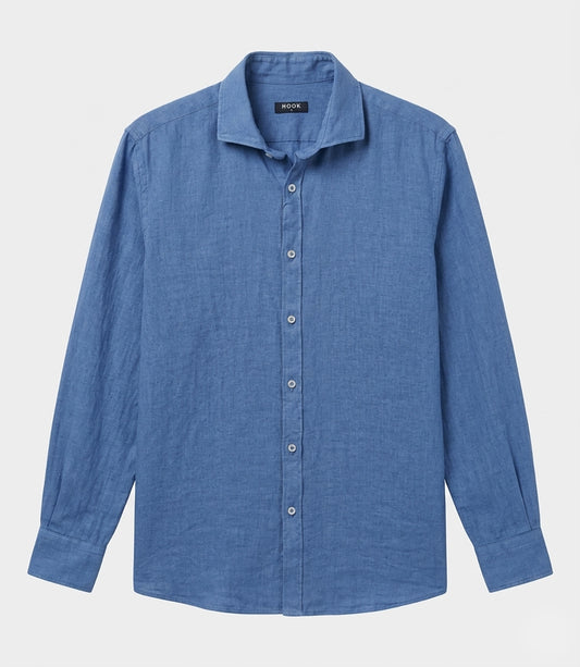 Camisa Lino Azul Uva