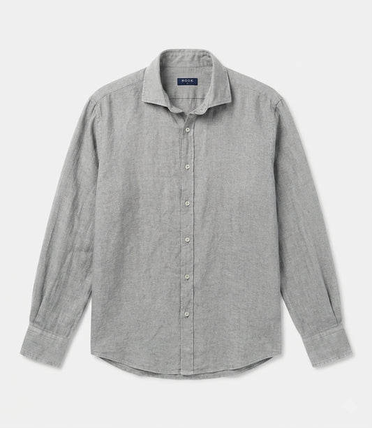 Camisa Lino Gris Perla