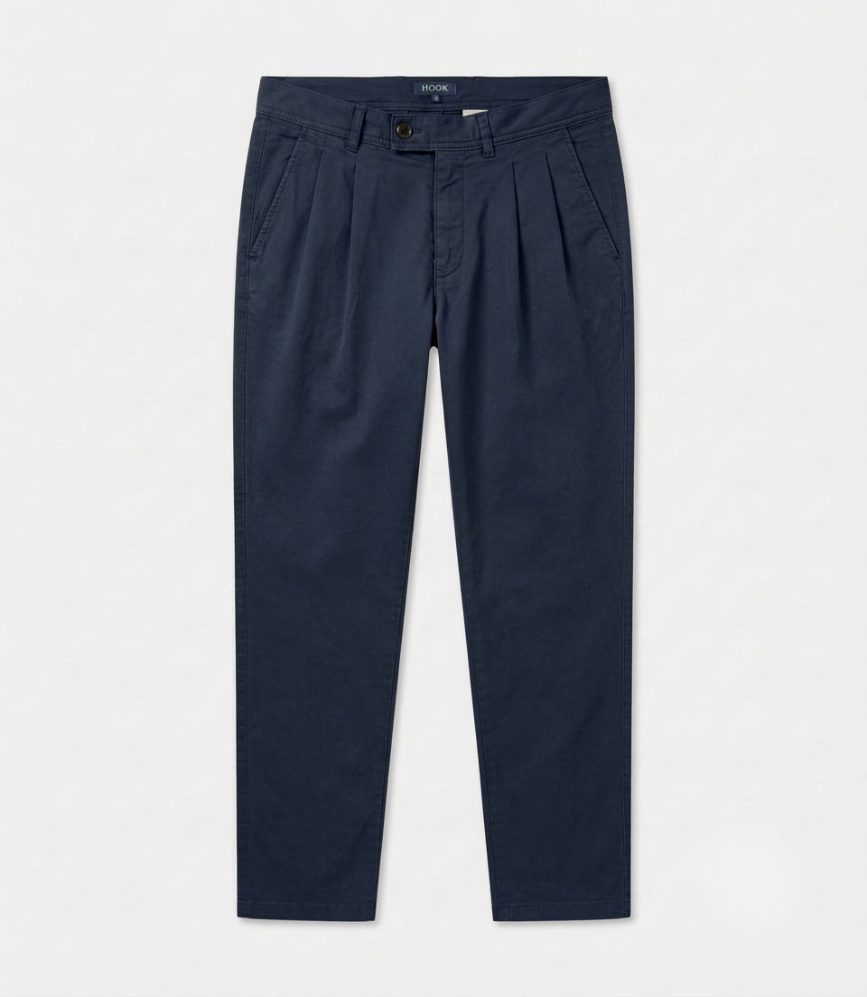 Navy Cotton Tencel Casual Pants