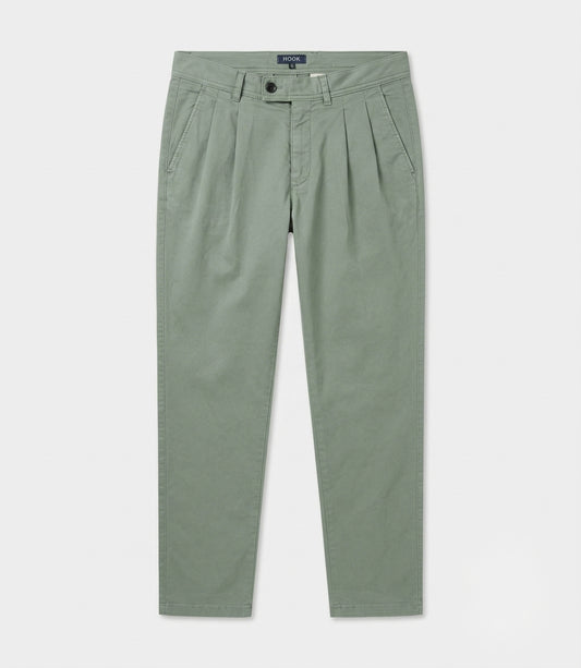 Green Cotton Tencel Casual Pants