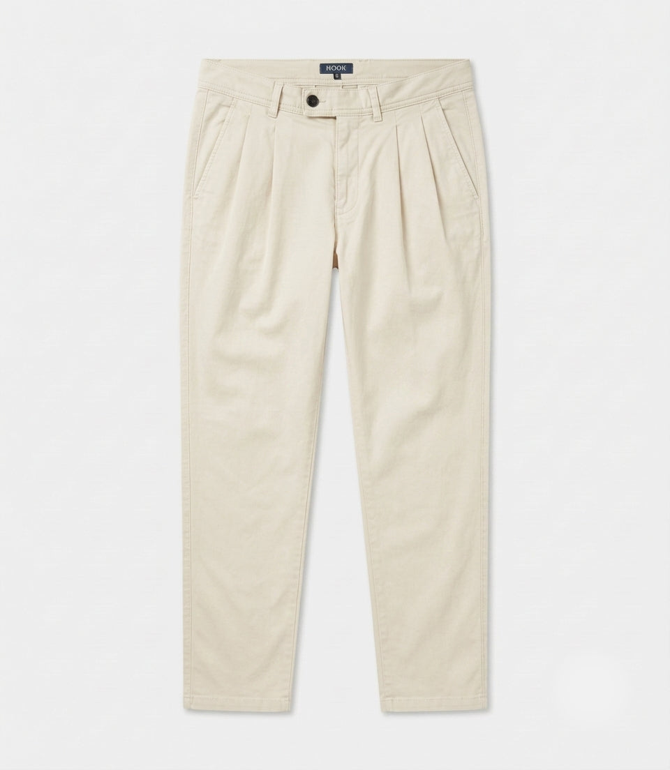 Pantalón Casual Algodón Tencel Beige Claro