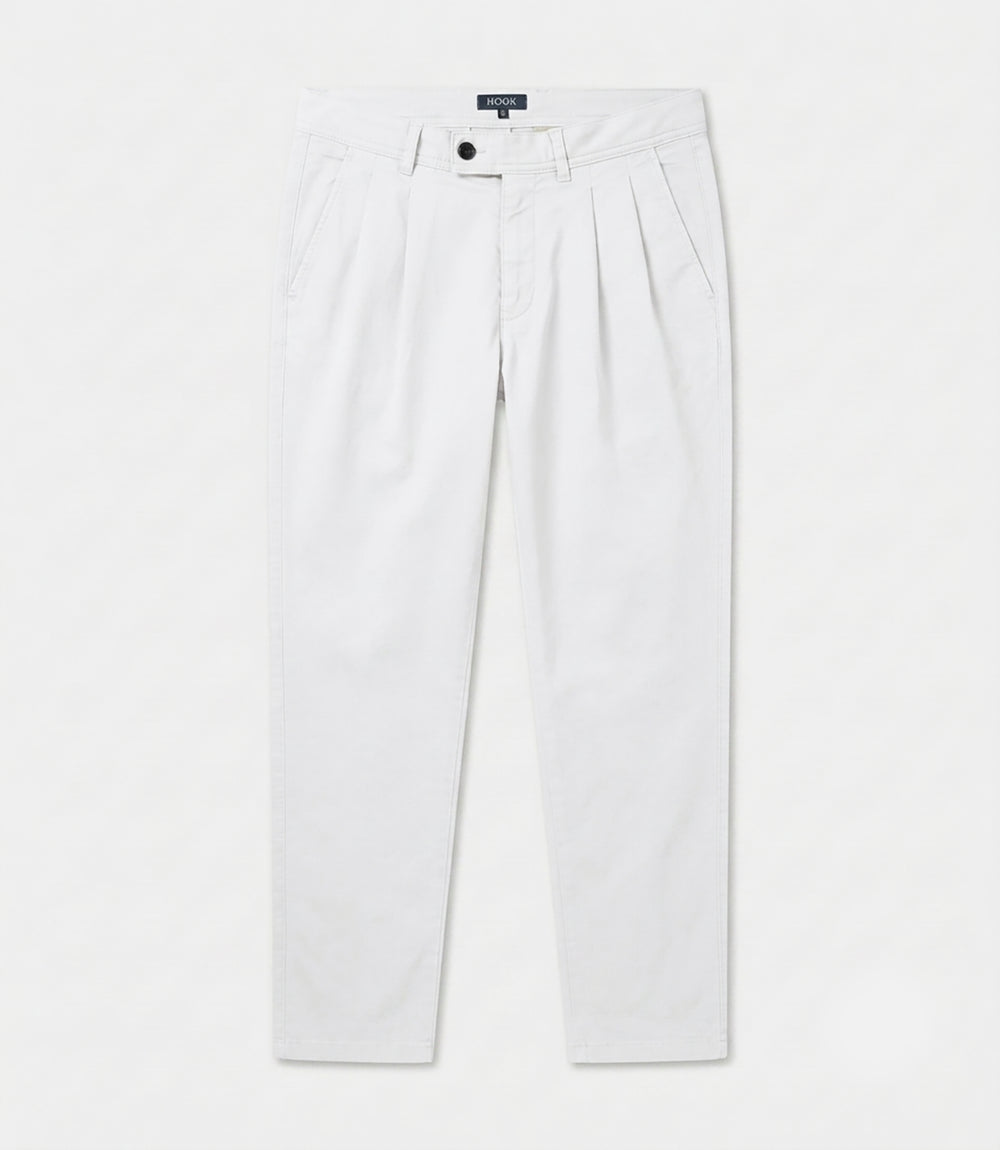 White Cotton Tencel Casual Pants