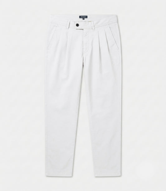White Cotton Tencel Casual Pants